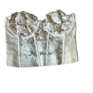 Vintage Gold Label Victoria’s Secret White Floral Lace Bustier Corset 36…